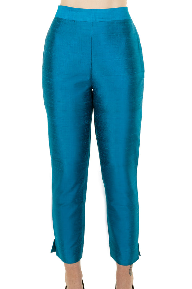 Women Blue Regular Fit Cigarette Trousers