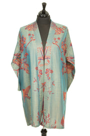 Shibumi Cashmere Kimono Jacket in Opaline Blue/Green