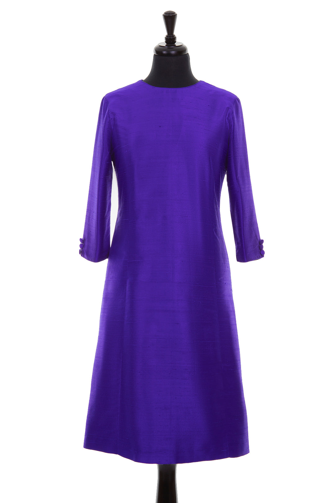 Bardot Dress in Deep Violet - Long Sleeves Shift Silk Dress by Shibumi Bardot Dress in Deep Violet - Long Sleeves Shift Silk Dress by Shibumi