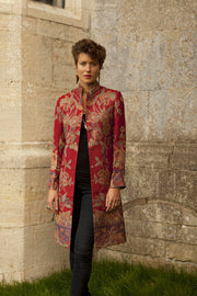 Shibumi Womens Nehru Cashmere Coat in Venetian Red