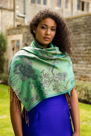 Shibumi Cashmere Shawl in Dragonfly Green