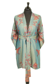 Shibumi Reversible Cashmere Kimono Jacket in Opaline - Blue/Green