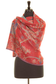 Red cashmere shawl. Wedding evening women's wrap 